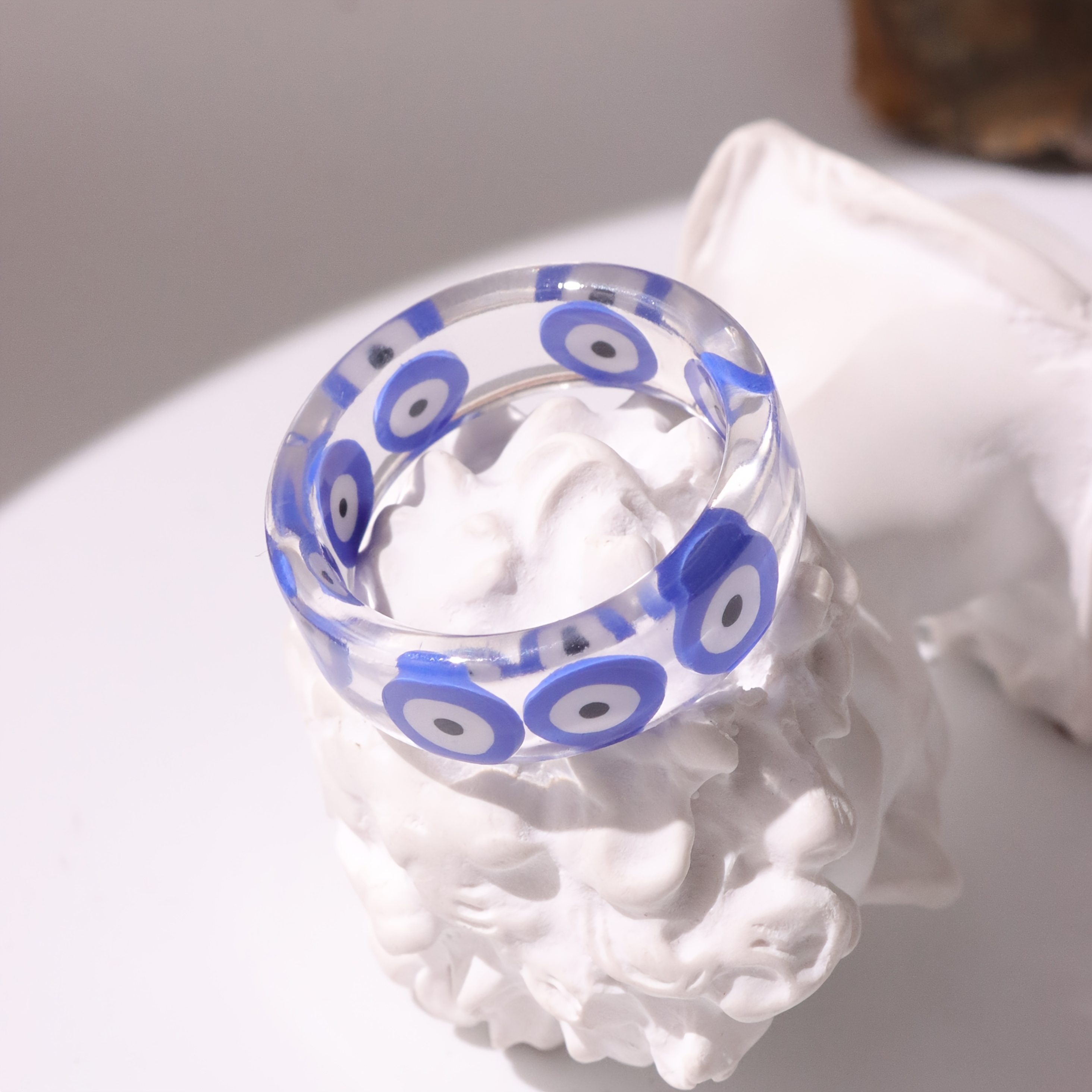 Vintage Evil Eye Resin Ring for Casual Wear